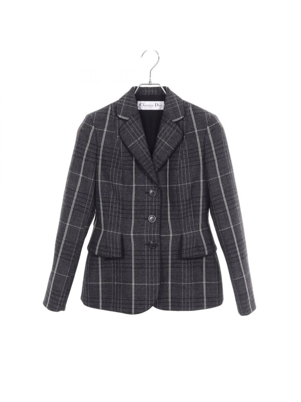 Dior Tailored Jacket Plaid Dark Gray Wool